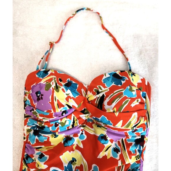 Anne Cole Womens Sunshine Floral One Piece Swimsuit Yellow Size 6